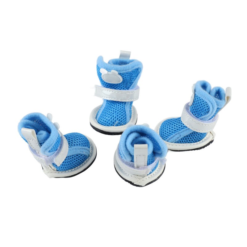Breathable Mesh Dog Boots 4Pcs Blue Summer Shoes Hot Pavement Protection For Puppies - Image 3