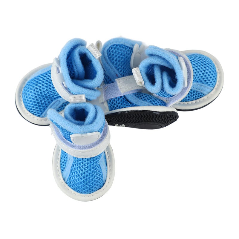Breathable Mesh Dog Boots 4Pcs Blue Summer Shoes Hot Pavement Protection For Puppies - Image 5
