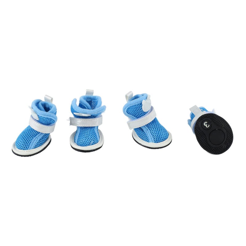 Breathable Mesh Dog Boots 4Pcs Blue Summer Shoes Hot Pavement Protection For Puppies - Image 2