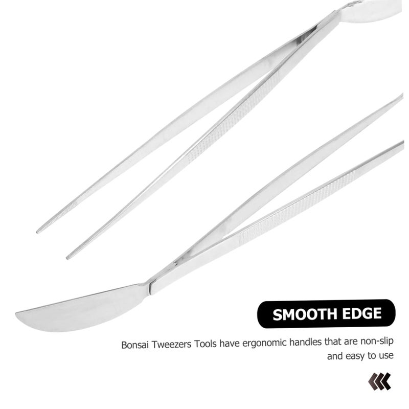 Stainless Steel Bonsai Tweezers 2PCS Ergonomic Gardening Tool for Plant Care and Soil Loosening - Image 3