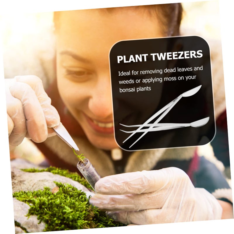 Stainless Steel Bonsai Tweezers 2PCS Ergonomic Gardening Tool for Plant Care and Soil Loosening - Image 4