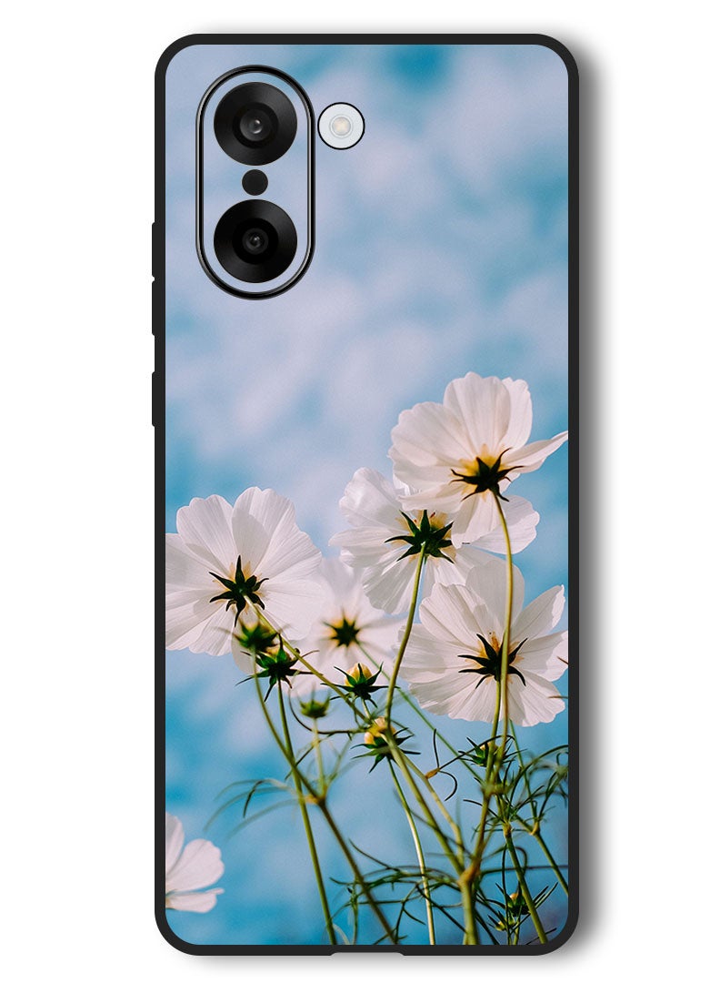 Theodor Case Compatible with OnePlus Nord CE 5 6.77 Inch Protection Shockproof Bumper Cover cosmos_flowers_white - Image 1