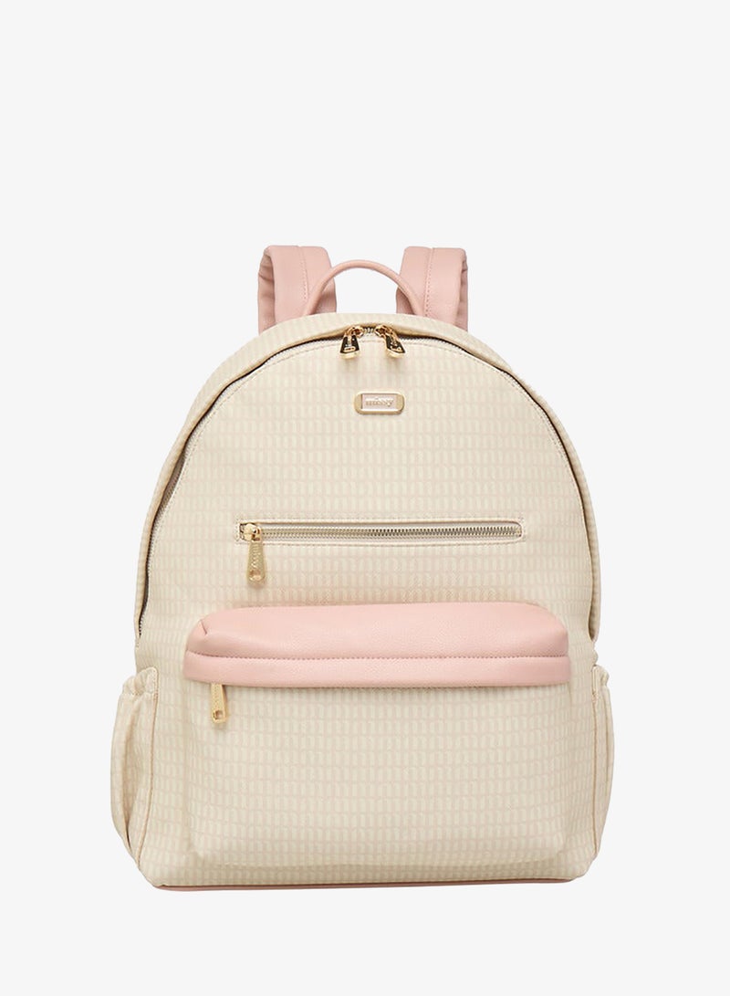 MISSY Women's Monogram Print Backpack with Adjustable Straps and Zip Closure - 32x16x41 cm - Image 1