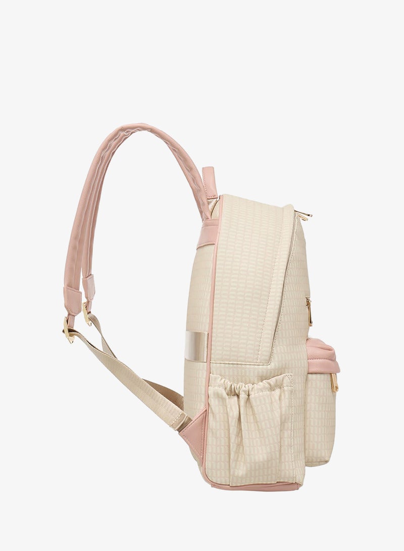 MISSY Women's Monogram Print Backpack with Adjustable Straps and Zip Closure - 32x16x41 cm - Image 3