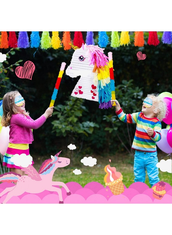 Sratte Unicorn Rainbow Pinata For Girls Birthday Party Supplies Small Pinata Set Includes Mask Bat And Confetti Bag For Kids Unicorn Theme Birthday Party Game Party Decorations 16 X 10.6 X 3 Inches - Image 4