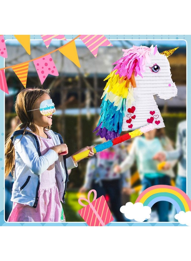 Sratte Unicorn Rainbow Pinata For Girls Birthday Party Supplies Small Pinata Set Includes Mask Bat And Confetti Bag For Kids Unicorn Theme Birthday Party Game Party Decorations 16 X 10.6 X 3 Inches - Image 5