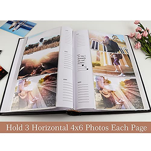 Vienrose Photo Album 4x6 300 Photos with Memo Area Leather Cover Large Capacity Slip-in Pictures Book for Wedding Baby Vacation, Blue - Image 2