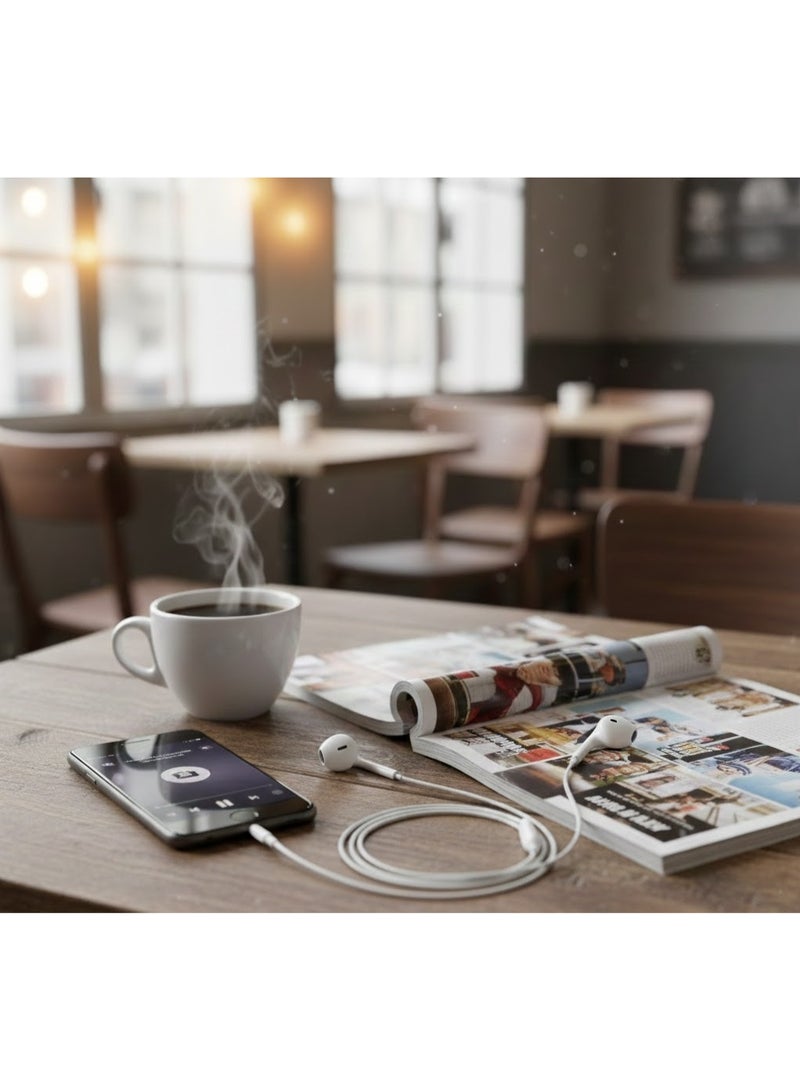 فونينج سماعة FONENG EP100 السلكية بصوت HI-FI وباس قوي – تحكم سلكي – جودة صوت عالية ومكالمات HD – لون ابيض - Image 2