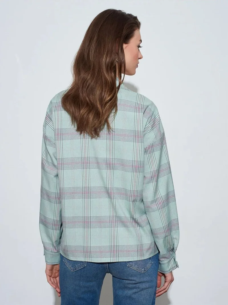 Dilvin Dilvin Oversized Plaid Woven Shirt