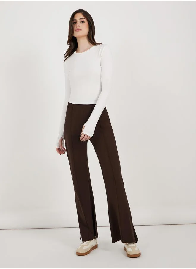 ستايلي Solid Fit and Flare Leggings with Slit Hem