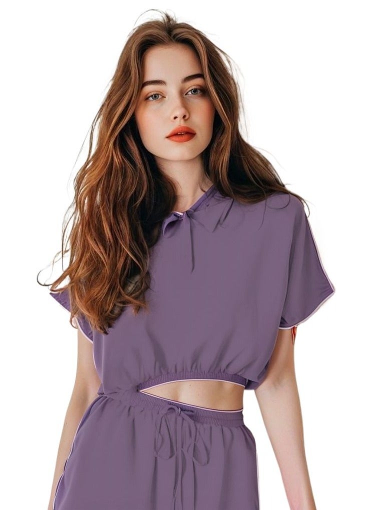Dee's Fashion Women Two Piece Coord Set, Set With Crop Top And Crop Bottom