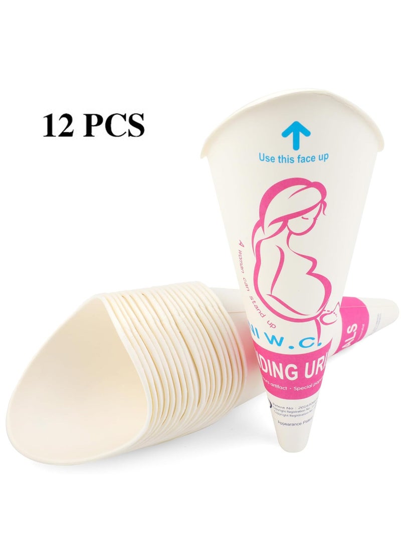 OMEVE 12 Pcs Disposable Portable Female Urination Device for Women, Female Urinal，Women Pee Cup Standing Up，Disposable Women Urinal for Women Female Pee Funnel，for Travel Camping Urinary Pee Cones - Image 1