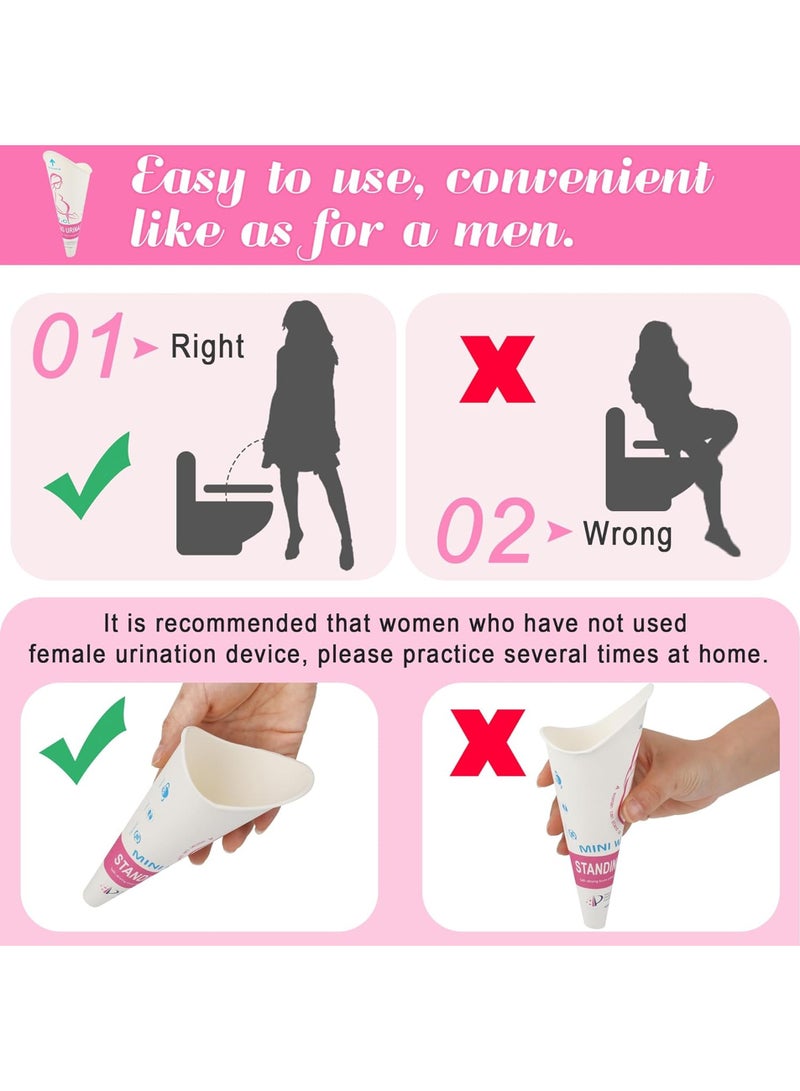 OMEVE 12 Pcs Disposable Portable Female Urination Device for Women, Female Urinal，Women Pee Cup Standing Up，Disposable Women Urinal for Women Female Pee Funnel，for Travel Camping Urinary Pee Cones - Image 4