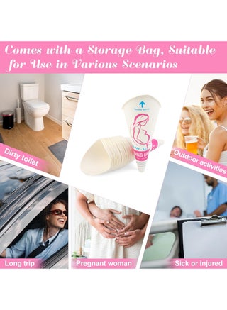 12 Pcs Disposable Portable Female Urination Device for Women, Female Urinal，Women Pee Cup Standing Up，Disposable Women Urinal for Women Female Pee Funnel，for Travel Camping Urinary Pee Cones - view 4