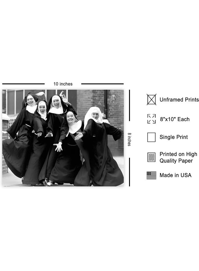 Poster Master راهبات سعيدات - طباعة كوميديا موسيقية - تصوير السعادة - أجواء إيجابية - أبيض وأسود - فن الفهد - ديكور غرفة المعيشة أو المكتب - 8X10 فن جداري غير مؤطر - Image 2