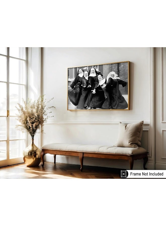Poster Master راهبات سعيدات - طباعة كوميديا موسيقية - تصوير السعادة - أجواء إيجابية - أبيض وأسود - فن الفهد - ديكور غرفة المعيشة أو المكتب - 8X10 فن جداري غير مؤطر - Image 3
