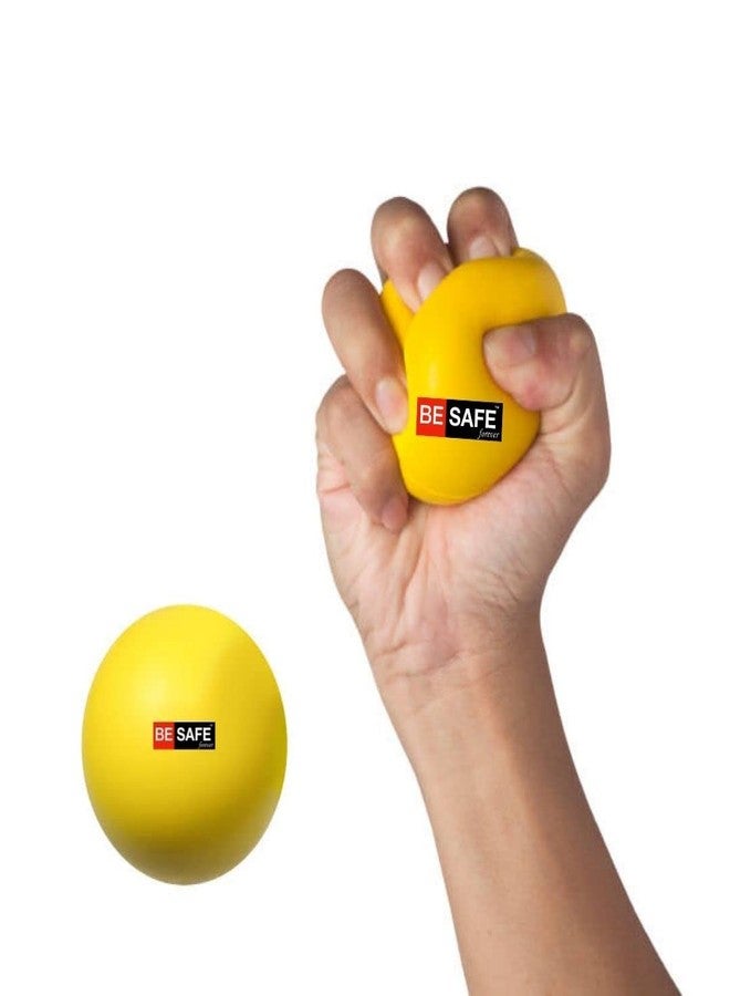 BESAFE Forever Physiotherapy Hand Exercise Soft Stress Ball for Stress Relief, Finger Wrist Hand Strengthener Arthritis Grip Squishy Toys Balls, Squeeze Ball, Yellow, Pack of 2 - Image 1