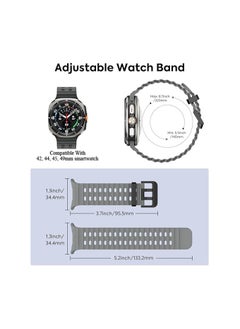 Lacoz Lacoz Ultra Marine Adjustable Soft Silicone Replacement Straps with Metal Clasp Suitable For 42 44 45 49 mm Smartwatch Grey  - Image 4