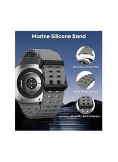 Lacoz Lacoz Ultra Marine Adjustable Soft Silicone Replacement Straps with Metal Clasp Suitable For 42 44 45 49 mm Smartwatch Grey  - Image 5