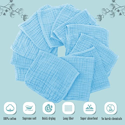 Cute Castle 12 Pack Muslin Burp Cloths for Baby - Ultra-Soft 100% Cotton Baby Washcloths - Large 20'' by 10'' Super Absorbent Milk Spit Up Rags - Burpy Cloths for Unisex, Boy, Girl - Aquamarine - Image 2
