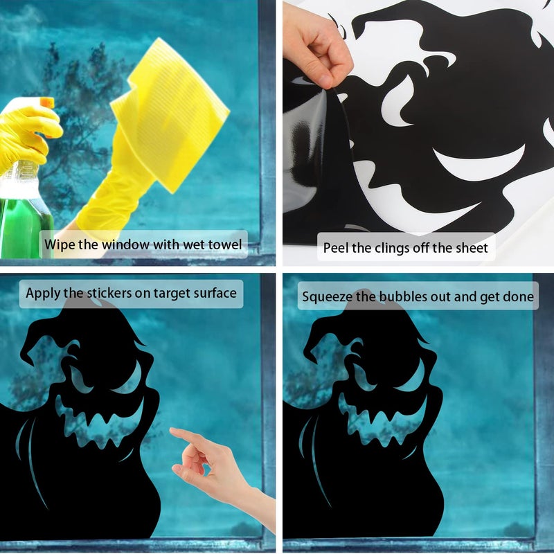 CCINEE CCINEE Halloween Window Cling Sticker  4 Sheet Giant Spooky Monster Silhouette Window Decal Scary Black Stickers for Halloween Indoor Kids Room and Party Decoration  - Image 4