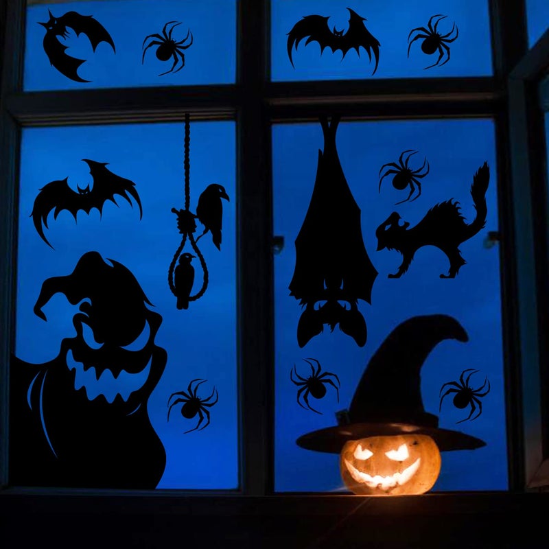 CCINEE CCINEE Halloween Window Cling Sticker  4 Sheet Giant Spooky Monster Silhouette Window Decal Scary Black Stickers for Halloween Indoor Kids Room and Party Decoration  - Image 5