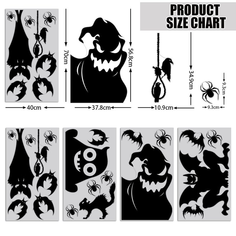 CCINEE CCINEE Halloween Window Cling Sticker  4 Sheet Giant Spooky Monster Silhouette Window Decal Scary Black Stickers for Halloween Indoor Kids Room and Party Decoration  - Image 3