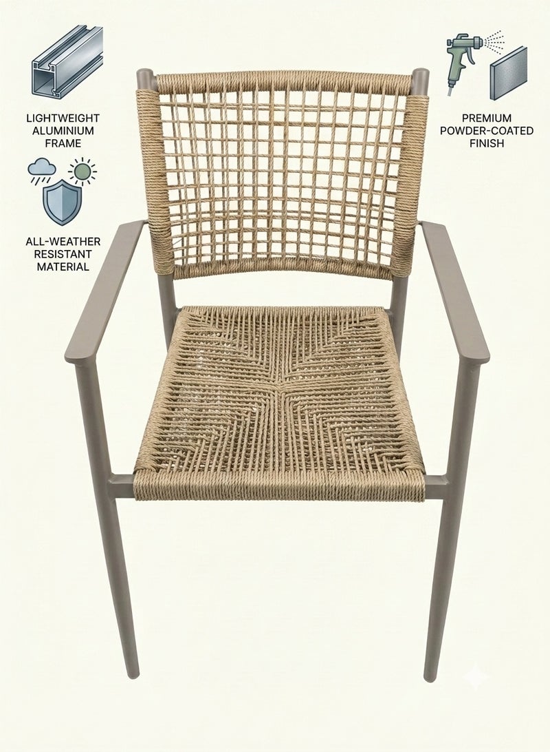 Premium Outdoor Armchair – Lightweight Aluminum Frame with Woven Rope, All-Weather Resistant – Ideal for Patio, Garden, and Balcony - Image 1
