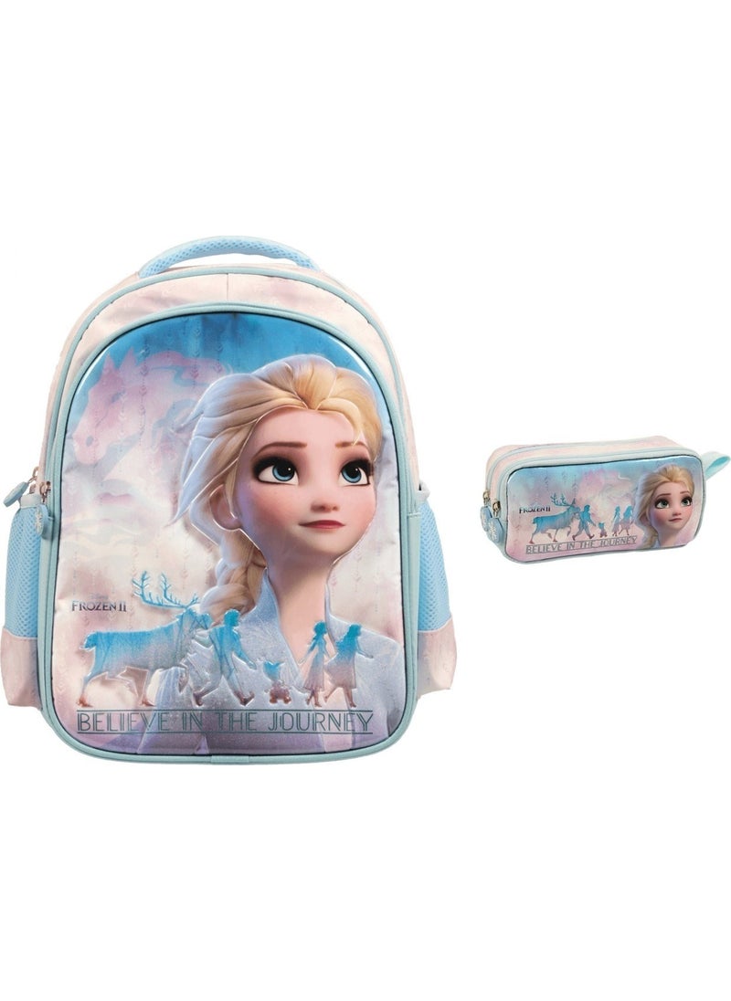 Disney FROZEN 2 Primary School Bag Loft Pink Journey and Pencil Case  - Image 1