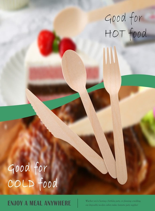 REERAA Disposable Wooden Forks -Pack of 100, 6.5" Length-Biodegradable, Natural Wooden Utensils, Great for Parties,Camping,Weddings&Dinner Events (Forks) - Image 5