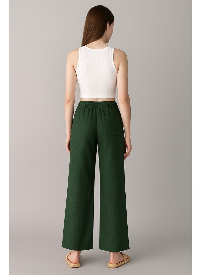 Soft Steps Women's Linen Pants Dark Green Size 2XL  - Image 2
