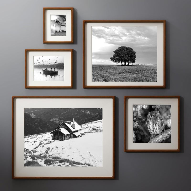 FLYJOE 11x14 Picture Frame, USA-Sourced Natural Mahogany Wood Photo Frame with Tempered Glass, Handcrafted Rounded Corner 11 x 14 Wooden Frame Matted to 8x10 Photos, Hanging Hooks Included - Image 2