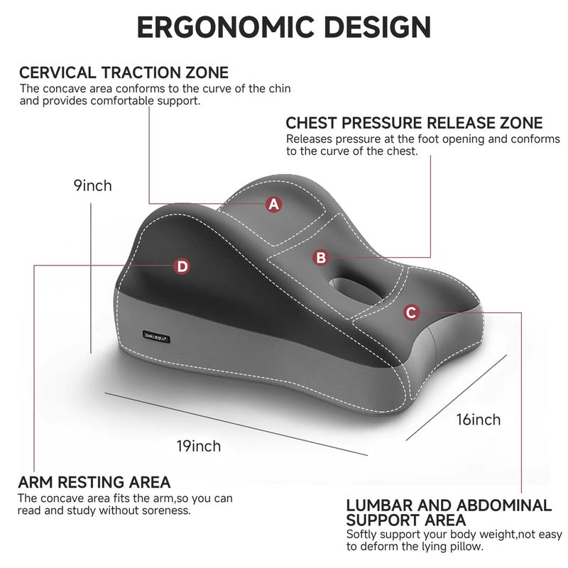 GDLKPS Multi-Position Wedge Pillow for Back Support,Multifunctional Positioning pad with Memory Foam can be Used for Heartburn, Acid Reflux, Back Pain, Neck Pain Relief. (Grey) - Image 2