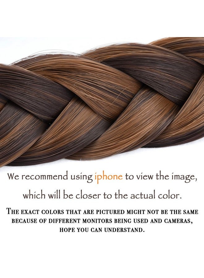 DIGUAN 2 Strands Synthetic Hair Braided Headband Classic Chunky Plaited Braids Elastic Stretch Hairpiece Women Girl Beauty Accessory, 54G (Chocolate Toast) - Image 2