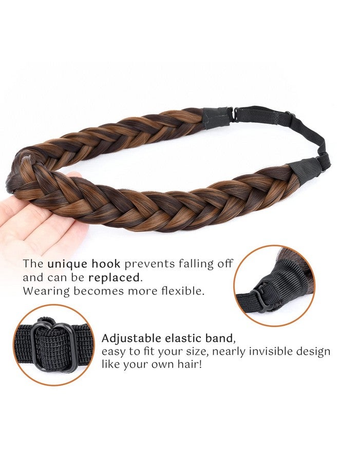 DIGUAN 2 Strands Synthetic Hair Braided Headband Classic Chunky Plaited Braids Elastic Stretch Hairpiece Women Girl Beauty Accessory, 54G (Chocolate Toast) - Image 5