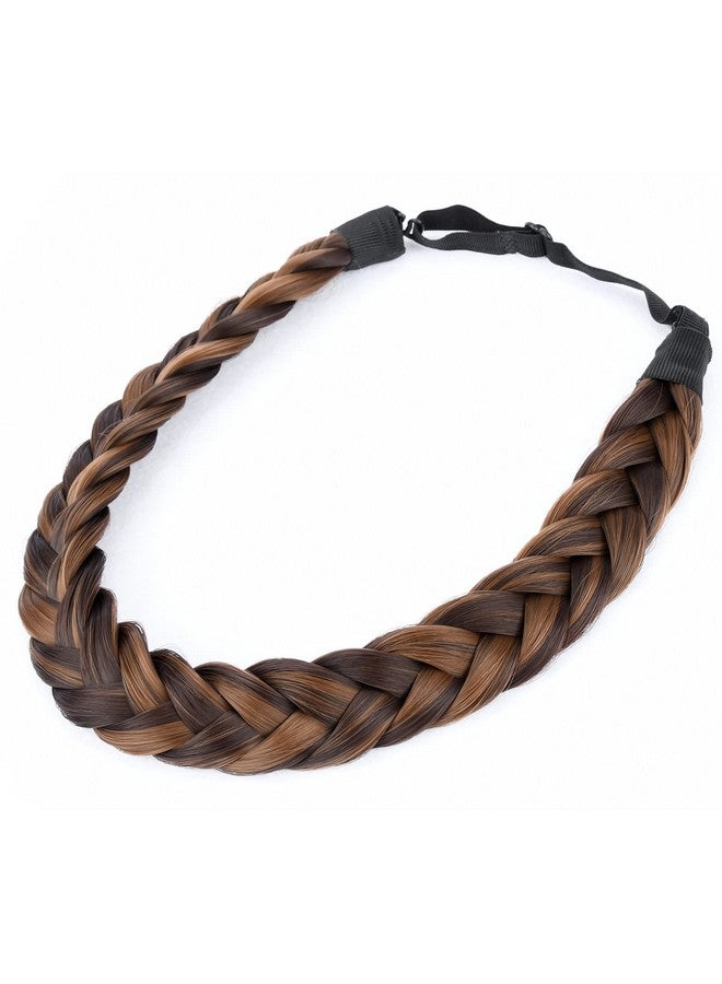 DIGUAN 2 Strands Synthetic Hair Braided Headband Classic Chunky Plaited Braids Elastic Stretch Hairpiece Women Girl Beauty Accessory, 54G (Chocolate Toast) - Image 1