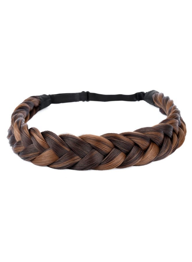 DIGUAN 2 Strands Synthetic Hair Braided Headband Classic Chunky Plaited Braids Elastic Stretch Hairpiece Women Girl Beauty Accessory, 54G (Chocolate Toast) - Image 3