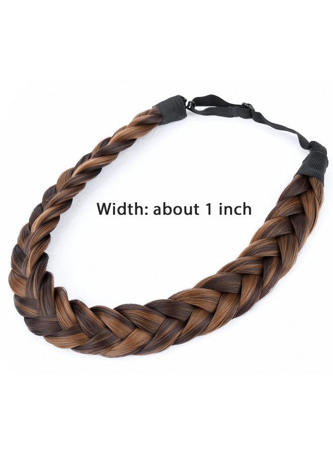 DIGUAN 2 Strands Synthetic Hair Braided Headband Classic Chunky Plaited Braids Elastic Stretch Hairpiece Women Girl Beauty Accessory, 54G (Chocolate Toast) - Image 4