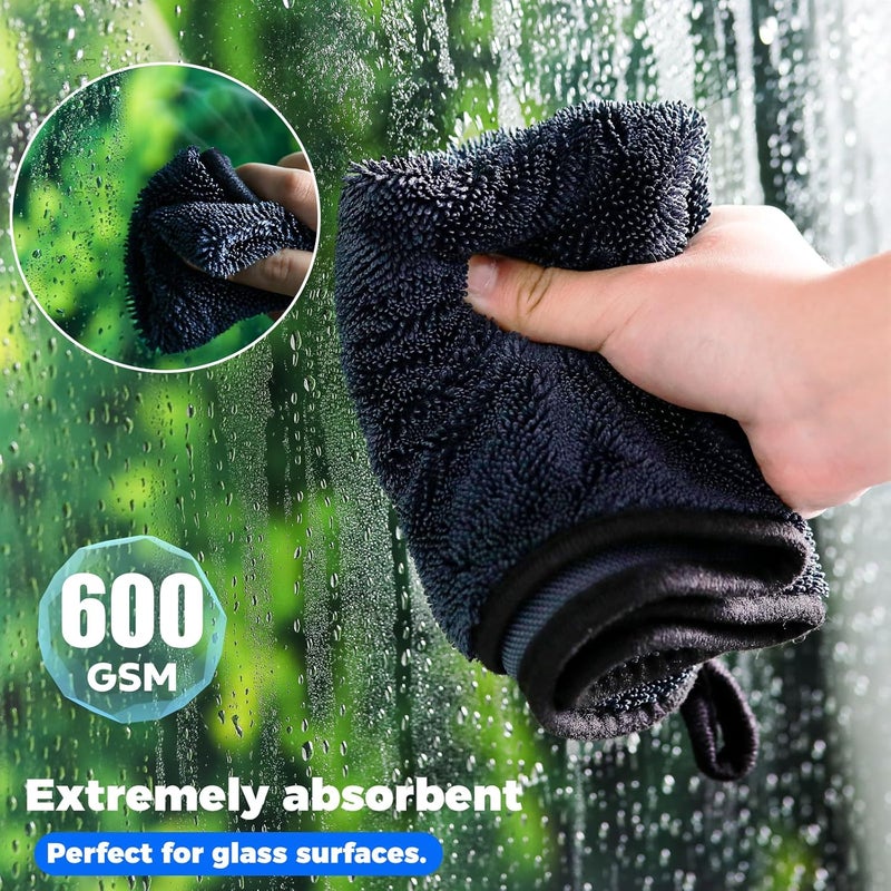Yizhet Pack of 3 Microfibre Cloths - Quick-Drying Shower, Car, and Household Towel (Black, 30 x 40 cm) - Image 2