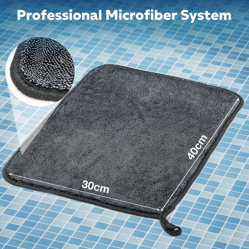 Yizhet Pack of 3 Microfibre Cloths - Quick-Drying Shower, Car, and Household Towel (Black, 30 x 40 cm) - Image 4