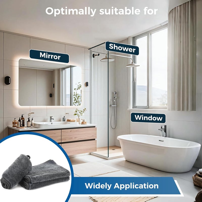 Yizhet Pack of 3 Microfibre Cloths - Quick-Drying Shower, Car, and Household Towel (Black, 30 x 40 cm) - Image 3