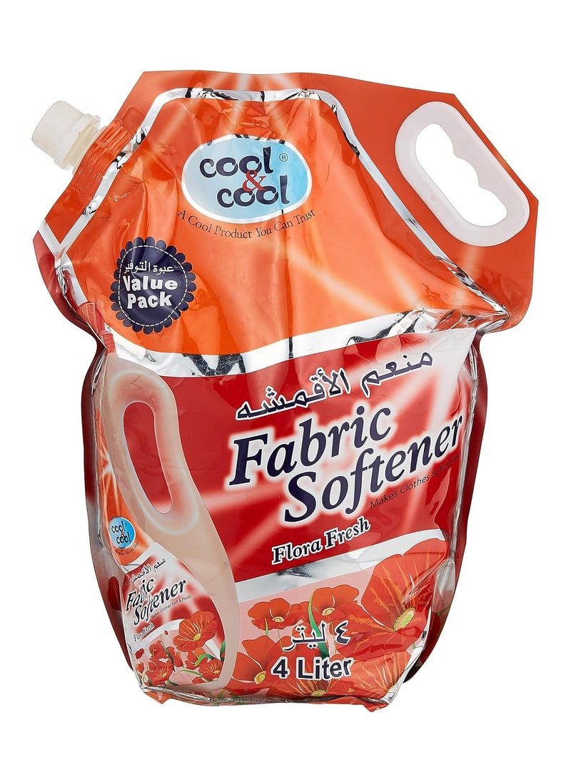 Cool & Cool Cool & Cool Floral Fresh Fabric Softener 4 Liters Pouch - Long-Lasting Scent, Gentle Fabric Care, Laundry Essential  - Image 1