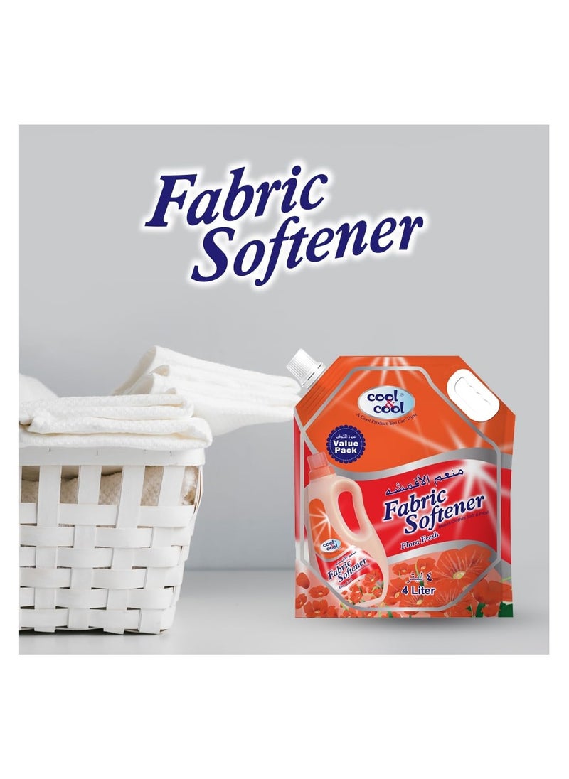 Cool & Cool Cool & Cool Floral Fresh Fabric Softener 4 Liters Pouch - Long-Lasting Scent, Gentle Fabric Care, Laundry Essential  - Image 2