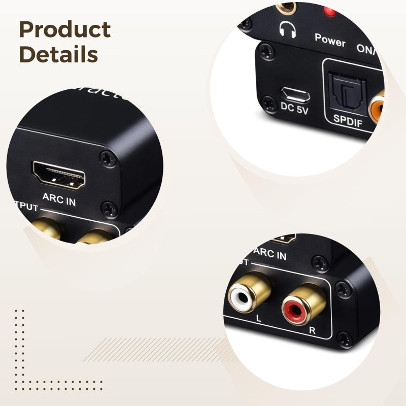 Aluminum Alloy 3.5mm Arc Audio Extractor Supports 192Khz Sampling Rate Compatible with Arc TVs - Image 3