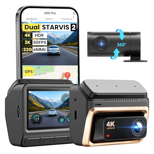 DDPAI 4K Dash Cam Front and Rear Dual STARVIS 2 IMX678 IMX662 Dashcam4K1080P HDR Car Camera With Bulitin 32G eMMC 3K60FPS4G LTE Support5G WiFi GPS 3 IPSNight Vision24H Parking ModeZ60 Pro - Image 1