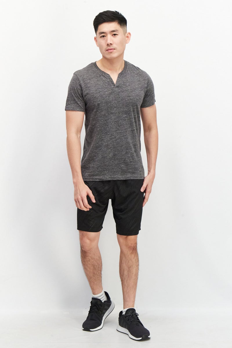 90 Degree By Reflex Men Sportswear Fit Drawstring Embossed Print Training Shorts, Black - Image 4