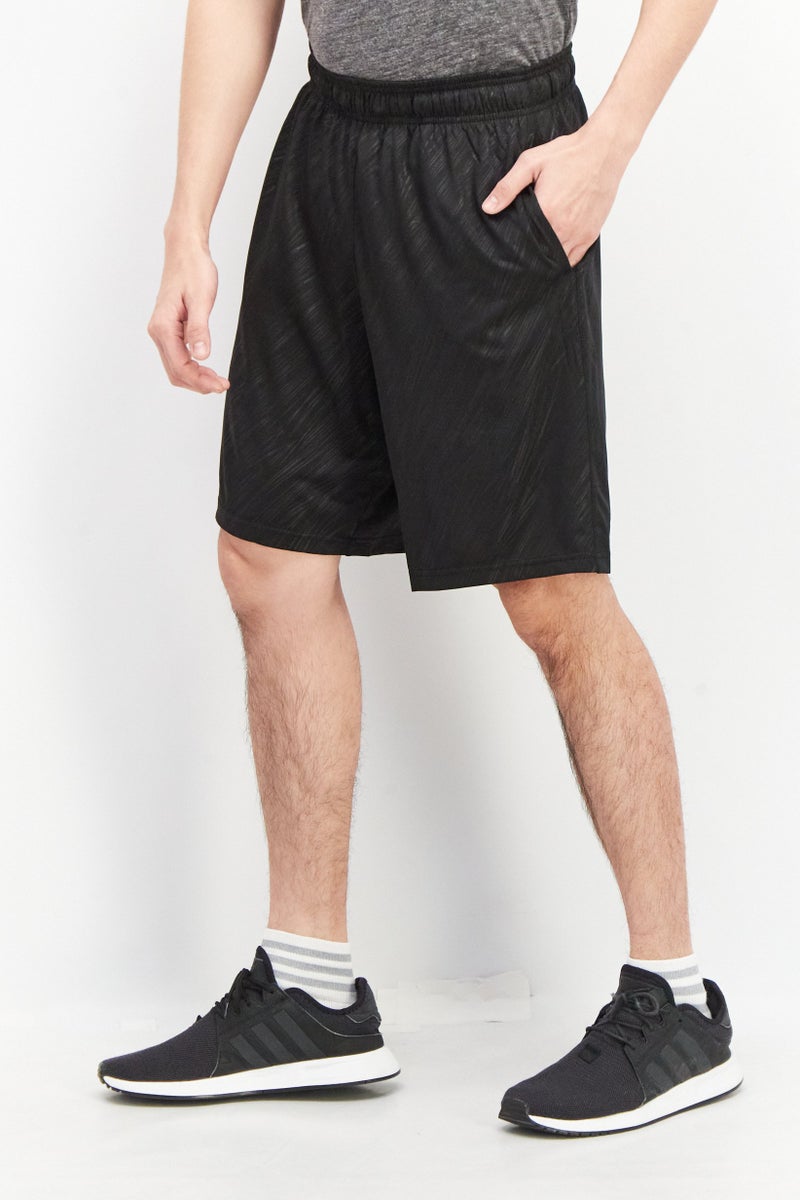 90 Degree By Reflex Men Sportswear Fit Drawstring Embossed Print Training Shorts, Black - Image 2