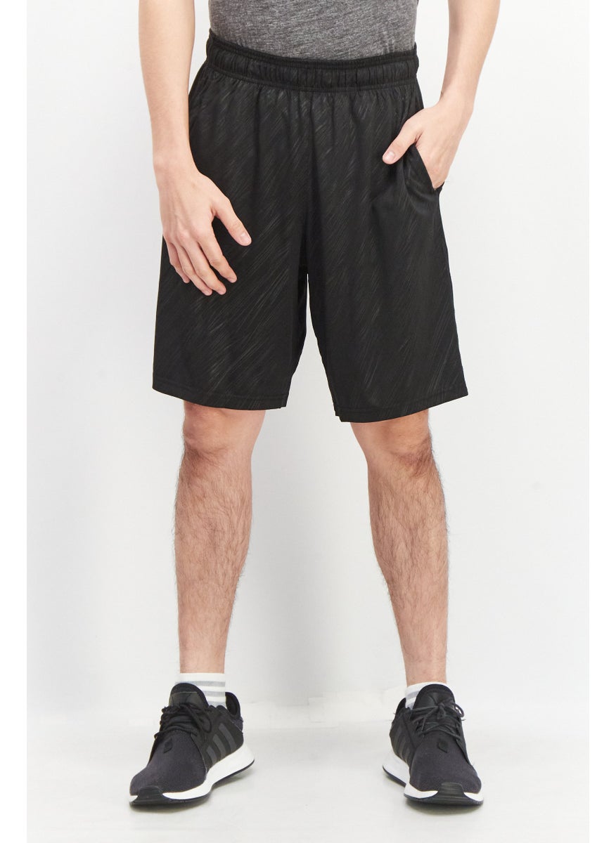 90 Degree By Reflex Men Sportswear Fit Drawstring Embossed Print Training Short, Black  - Image 1