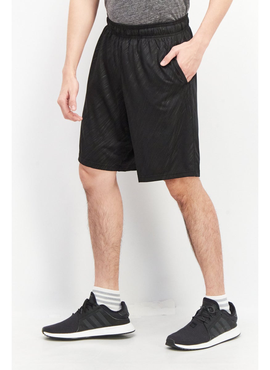 90 Degree By Reflex Men Sportswear Fit Drawstring Embossed Print Training Short, Black  - Image 2