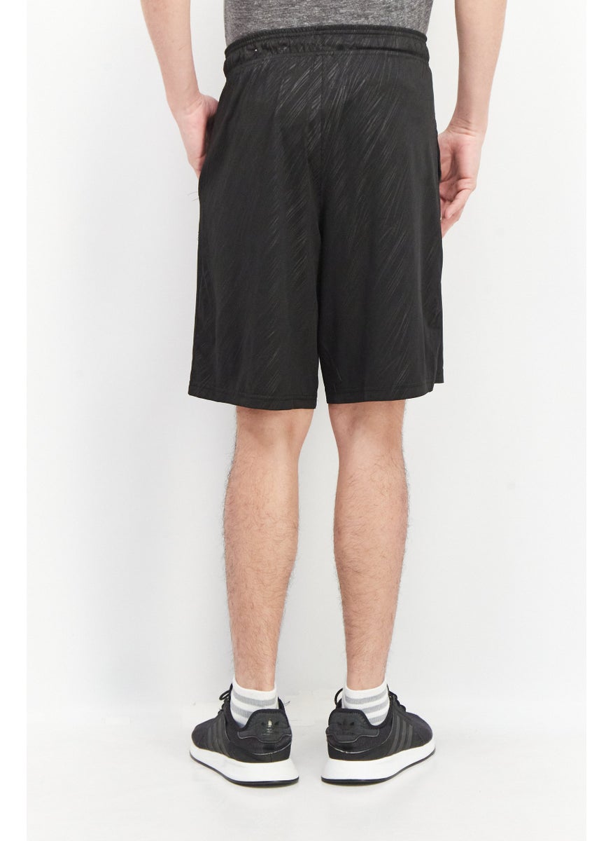 90 Degree By Reflex Men Sportswear Fit Drawstring Embossed Print Training Short, Black  - Image 3